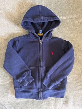 Polo by Ralph Lauren Navy Kids Zip-Up Hoodie with Red Pony size 3 T